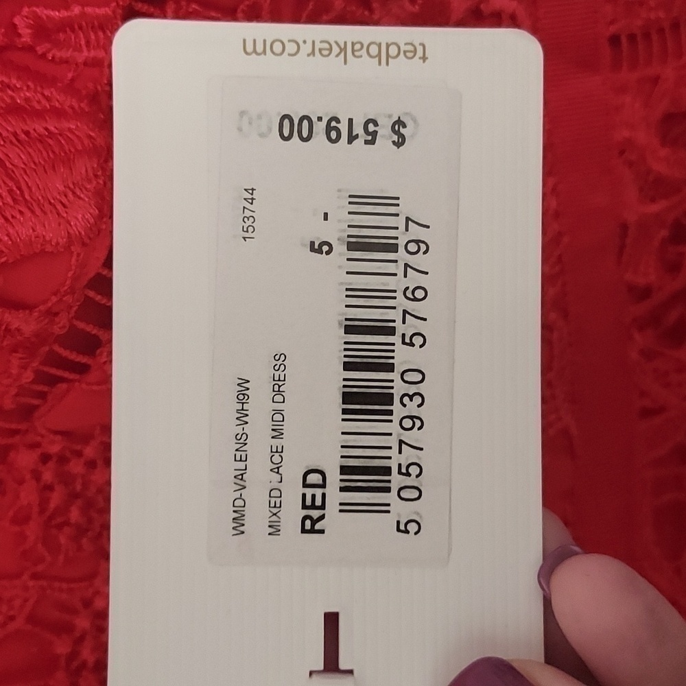Ted Baker Valens Red Lace Midi Dress - Picture 9 of 12